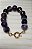 CONJUNTO PULSEIRA E BRINCOS PEDRAS AMETISTA BANHADO OURO 18K - Imagem 3