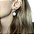 BRINCO BOLA QTZ CRAQUELADO BASE MARTELADA BANHADO A OURO 18K - Imagem 1