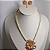 CONJUNTO DE FLOR BRINCO E COLAR 38CM BANHADO OURO 18K - Imagem 5