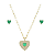 CONJUNTO BRINCO E COLAR VERDE 40CM ZIRC BANHADO A OURO 18K - Imagem 1