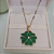 COLAR DE FLOR  CRAVEJADO DE  ZIRCÔNIAS VERDE BANHADO OURO 18K 48CM - Imagem 1