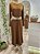 Vestido longo malha canelada marrom - Imagem 4