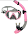 Máscara de Mergulho Silicone Snorkel com Válvula e Quebra Ondas Adulto Sahara Cores Disponíveis Preto, Rosa e Amarelo Azul - Imagem 6