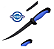 Faca para pesca 6,5 Sahara F-363 Aço 420 SS + PP + TPR Acompanha Bainha 28 cm Cor: Preto com Azul - Imagem 1