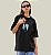 Camiseta Oversized Feminina Preta Algodão Premium WSS Floral Surf - Imagem 1