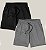 Kit 2 Bermudas Academia Praia Corrida Masculina Elastano Premium Tactel WSS Brasil Preto e Cinza - Imagem 1