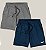 Kit 2 Bermudas Academia Praia Corrida Masculina Elastano Premium Tactel WSS Brasil Web Party Cinza e Azul - Imagem 1