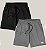 Kit 2 Bermudas Academia Praia Corrida Masculina Elastano Premium Tactel WSS Web Party Preto e Cinza - Imagem 1
