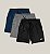 Kit 3 Bermudas Academia Corrida Praia Masculina Elastano Premium Tactel WSS Web Party Preto, Azul e Cinza - Imagem 1
