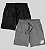 Kit 2 Bermudas Academia Corrida Masculina Elastano Premium Tactel WSS Run Minimalist Preto e Cinza - Imagem 1