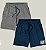 Kit 2 Bermudas Academia Corrida Masculina Elastano Premium Tactel WSS Brasil Run Minimalist Cinza e Azul - Imagem 1