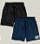 Kit 2 Bermudas Academia Corrida Masculina Elastano Premium Tactel WSS Run Minimalist Preto e Azul - Imagem 1