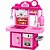 Cozinha Infantil 28 Peças com Pia Fogão Luz Som e Acessórios Rosa - Imagem 1