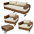 Conjunto de Sofá Begônia Completo com 2 Poltronas Área Externa e Interna - Imagem 1