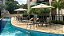 Espreguiçadeira para Piscina Reforçada Encosto 5 Posições Aluminio Tela Sling Preto e Marrom - Imagem 2