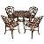 Jogo Conjunto de Mesa para Jardim 4 Cadeiras Alumínio Modelo Malbec Cor Marrom - Imagem 1