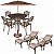 Jogo de Mesa com 4 Cadeiras Jardim Alumínio Fundido com Ombrelone e 2 Mini Espreguiçadeiras - Imagem 1