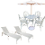 Conjunto de Mesa Fortaleza com 4 Cadeiras Alumínio, Ombrelone e 2 Espreguiçadeiras Tela Sling - Imagem 1