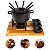 Kit Fondue 3 Molheiras Ferro Fundido Com Suporte Tabua Madeira - Imagem 1