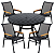 Conjunto de Mesa 1,20m Ripado Alumínio + 4 Cadeiras Tela Sling Braço Madeira - Imagem 1