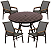 Conjunto de Mesa 1,20m Ripado Alumínio + 4 Cadeiras Tela Sling Braço Madeira - Imagem 3