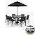 Jogo Verona Premium Mesa Redonda Ripada Aluminio 6 Cadeiras Com Ombrelone - Imagem 3