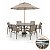 Jogo Verona Premium Mesa Redonda Ripada Aluminio 6 Cadeiras Com Ombrelone - Imagem 1