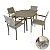 Jogo De Mesa Alumínio 4 Poltronas Fibra Sintética Braço Madeira Área Externa - Imagem 1