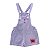Jardineira Macaquinho Infantil Short Curto Sarja Lilás V&A - Imagem 1