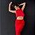 Conjunto Calça e Cropped Safira de Crepe Vermelho - Imagem 2