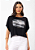 Blusa Cropped Feminina Com Decote Redondo Rovitex Preto - Imagem 1