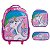 Kit Mochila Escolar Infantil Menina Unicornio Com Rodinhas - Imagem 5