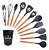 Jogo 11 Colheres De Silicone Cabo Madeira Utensílios Cozinha - Imagem 1