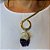 Colar Choker em formato exclusivo- com pingente duplo -  Ametista Com Cristal  Bruto  Banhado Ouro - Imagem 1