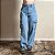 Calça Jeans Feminina Wide Leg Bolsos Laterais Bolt Cargo - Imagem 1
