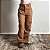 Calça Jeans Feminina Cargo Terracota Larga Estilosa Premium - Imagem 1
