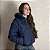 Jaqueta Feminina Puffer Estilosa Manga Capuz Removível Azul - Imagem 4