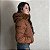 Jaqueta Feminina Puffer Estilosa Manga Removível Top Marrom - Imagem 4