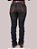 Calça Jeans Feminina Texas Farm Barra Larga Preta Bordada - Imagem 3