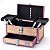 Maleta de Maquiagem Cisne Linha Shine Salmão Glitter e Rosa com 1 Bandeja e Gaveta Csn-5141b - Imagem 3