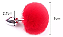 Plug Anal Rabo De Coelho Pompom Aço Médio Vermelho - Imagem 2