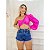 short jeans feminino cintura alto curto/tamanho 44 azul escuro - Imagem 2