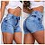 short jeans cintura alta tamanho 44 no jeans escuro e claro - Imagem 1