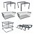 Conjunto Organizador Armário Cozinha Kit 6 Peças Prateleira Elegance Preto - DiCarlo - Imagem 1