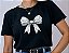 Blusa Feminina T-shirt Preta Laço - Imagem 2