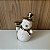 MINI ESCULTURA BONECO DE NEVE BRANCO E DOURADO - Imagem 1