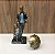 ESCULTURA / ESTATUETA GUARDA CHUVA PAI E FILHA  - AZUL E DOURADO - Imagem 2
