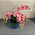 ARRANJO COM 2 MINI ORQUÍDEAS ROSA E VASO DE CERAMICA AZUL ALTO - Imagem 2