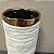 VASO EM CERAMICA BRANCO COM DETALHES DOURADO G - Imagem 3