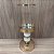 CASTIÇAL DOURADO COM BRANCO CUPULA DE VIDRO 35X12CM - Imagem 5